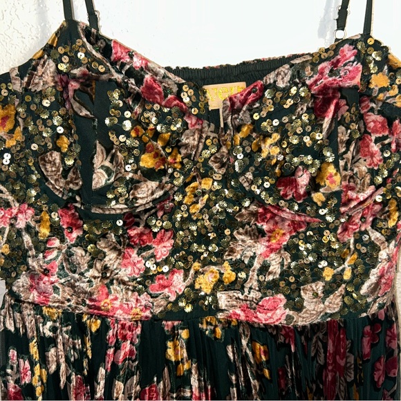 Anthropologie Pink and Green Spaghetti Strap Midi Dress - Picture 6 of 6